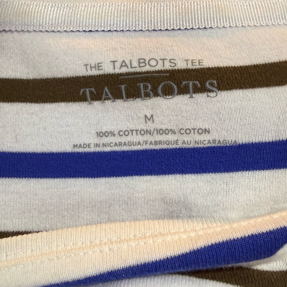 Talbots Boatneck Striped Cotton Tee – Size M - Picture 2 of 5